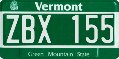 VT license plate ZBX155