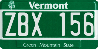VT license plate ZBX156