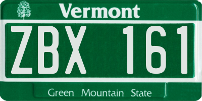 VT license plate ZBX161
