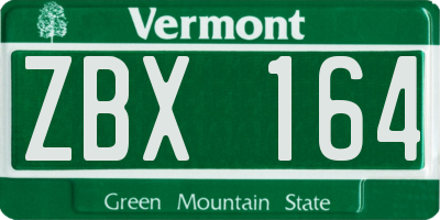 VT license plate ZBX164