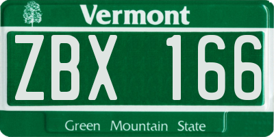 VT license plate ZBX166