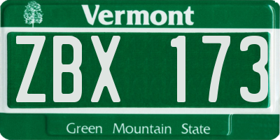 VT license plate ZBX173