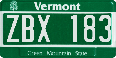VT license plate ZBX183