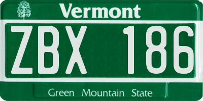 VT license plate ZBX186
