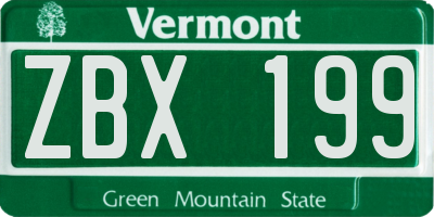 VT license plate ZBX199