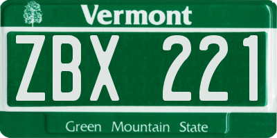 VT license plate ZBX221