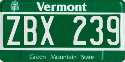 VT license plate ZBX239