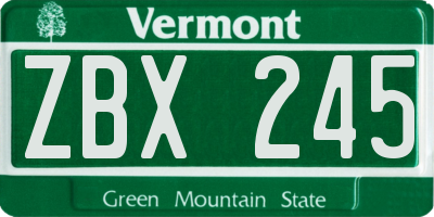 VT license plate ZBX245