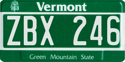 VT license plate ZBX246