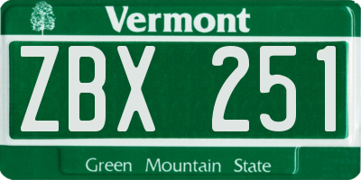 VT license plate ZBX251
