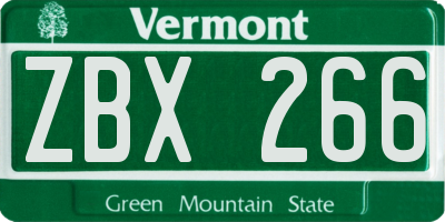 VT license plate ZBX266