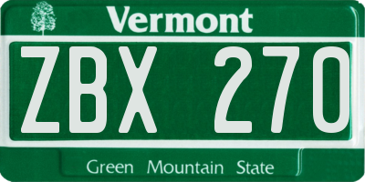 VT license plate ZBX270