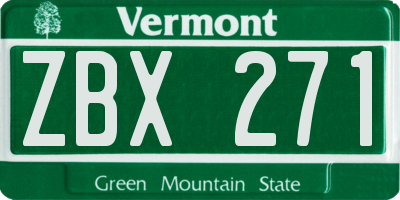 VT license plate ZBX271