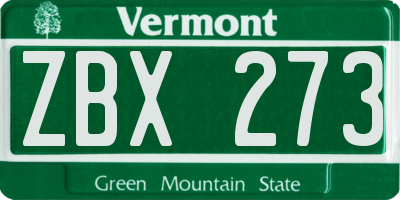 VT license plate ZBX273