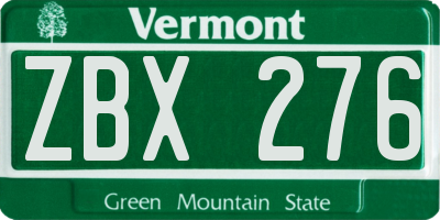 VT license plate ZBX276