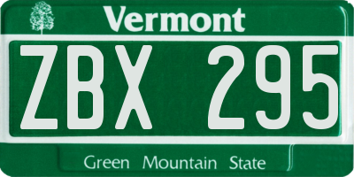VT license plate ZBX295
