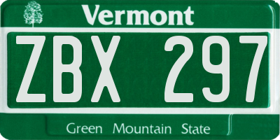 VT license plate ZBX297