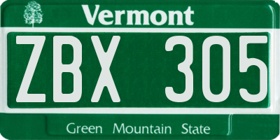 VT license plate ZBX305