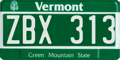 VT license plate ZBX313