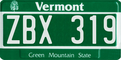 VT license plate ZBX319