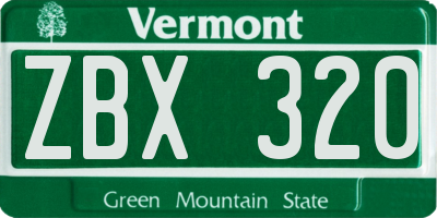 VT license plate ZBX320