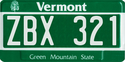 VT license plate ZBX321
