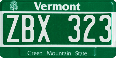 VT license plate ZBX323
