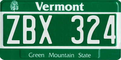 VT license plate ZBX324