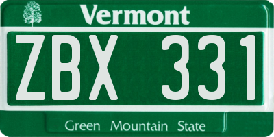 VT license plate ZBX331