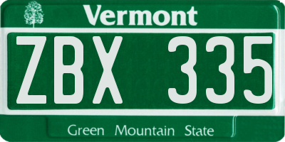 VT license plate ZBX335