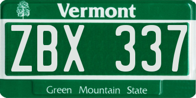 VT license plate ZBX337