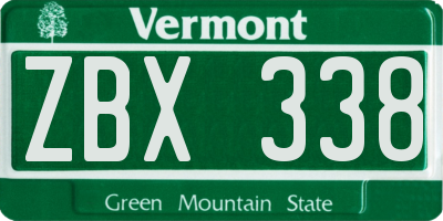 VT license plate ZBX338