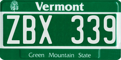 VT license plate ZBX339