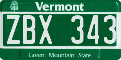 VT license plate ZBX343