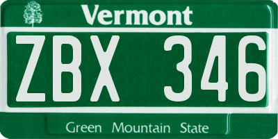 VT license plate ZBX346