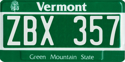 VT license plate ZBX357