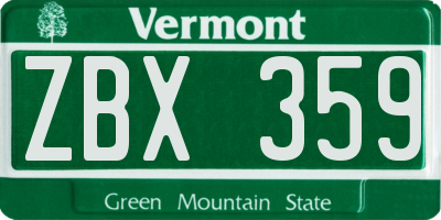 VT license plate ZBX359