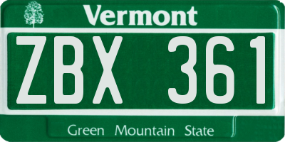 VT license plate ZBX361
