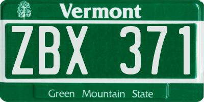 VT license plate ZBX371