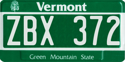 VT license plate ZBX372