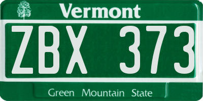 VT license plate ZBX373