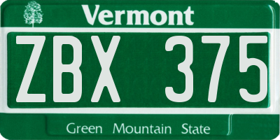 VT license plate ZBX375