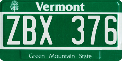 VT license plate ZBX376