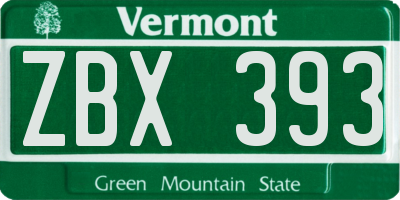 VT license plate ZBX393