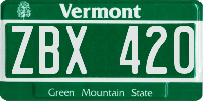 VT license plate ZBX420