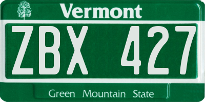 VT license plate ZBX427