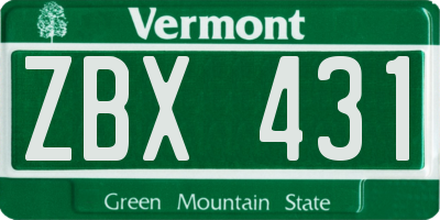 VT license plate ZBX431