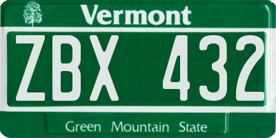 VT license plate ZBX432