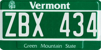 VT license plate ZBX434