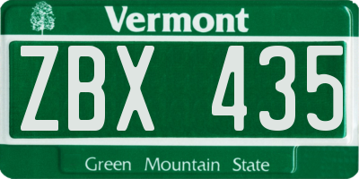 VT license plate ZBX435